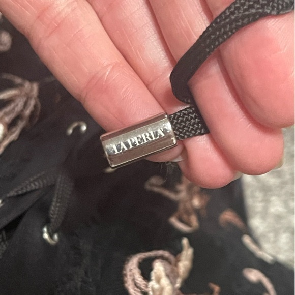 LA PERLA Hampton Court Lace Embroidered Goth Dark Floral Fairy Crop Size 3 36C - Picture 11 of 12